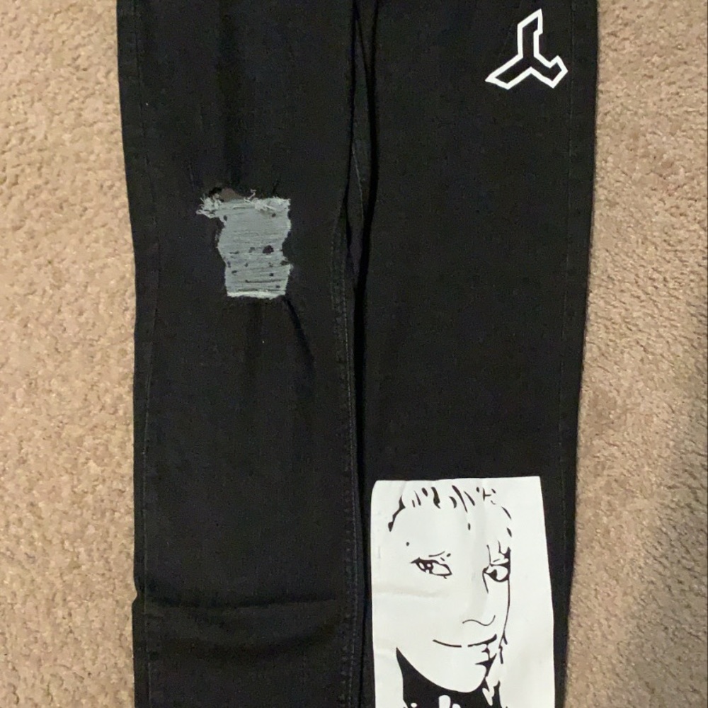 Basic Straight Leg Jeans Pants Men Destroyed